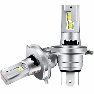 Set 2 Becuri LED H4 120W, 20.000 Lumeni, 12V, 6000K, 2 Faze Scurtă/Lungă, cu Ventilator de Răcire