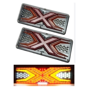 Set 2 Lămpi LED Spate 12V/24V – Stop, Semnalizare și Poziție – Remorcă, Camion, Trailer 33x13 cm