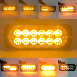 Stroboscop LED galben cu 12 LED-uri și efecte multiple de avertizare, conceput pentru vizibilitate puternică ziua și noaptea.