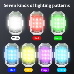 Stroboscop LED wireless TUCRIM cu 7 culori de iluminare și moduri multiple pentru siguranță și vizibilitate sporită.