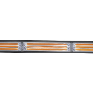 Prim-plan cu modulele COB ale barei girofar LED, evidențiind construcția și distribuția uniformă a luminii portocalii.