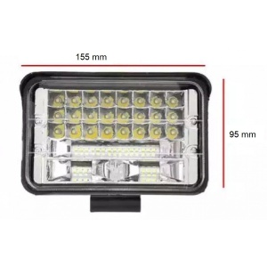 Dimensiuni proiector LED off-road: carcasă compactă, potrivită pentru montaj pe vehicule, utilaje și aplicații exterioare.