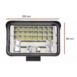 Dimensiuni proiector LED off-road: carcasă compactă, potrivită pentru montaj pe vehicule, utilaje și aplicații exterioare.