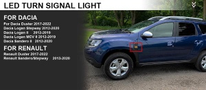 Exemplu de montaj al semnalizării laterale dinamice pe Dacia Logan II, Duster II și Sandero II.