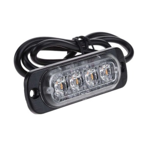 Prim-plan al modulului stroboscop LED galben cu 4 LED-uri, carcasă compactă și cablu pentru montaj rapid.