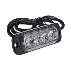 Prim-plan al modulului stroboscop LED galben cu 4 LED-uri, carcasă compactă și cablu pentru montaj rapid.