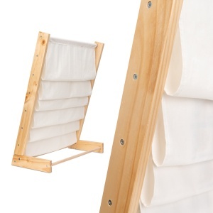 Biblioteca pentru copii – Raft carti organizare și lectură într-un singur loc pe 6 nivele, Lemn+Bumbac, 63cm x 30cm x 76,5cm - Img 5