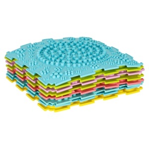 Covoras ortopedic senzorial tip puzzle, 8 elemente de 24x24cm, diferite texturi, Multicolor, Material tare/dur la atingere - Img 4