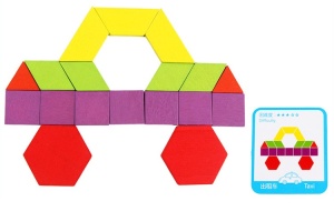 Puzzle din lemn Montessori pentru creatie cu 130 de blocuri si 24 de modele creative - Img 3
