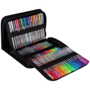 Set 100 Pixuri cu Gel Colorate + 100 Rezerve – Glitter, Metalice, Neon și Pastel, în Penar Pliabil - Img 4