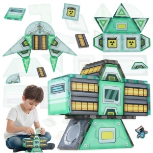 Set 108 Piese Blocuri Magnetice STEM – Construcții Spațiale Creative pentru Copii 3+