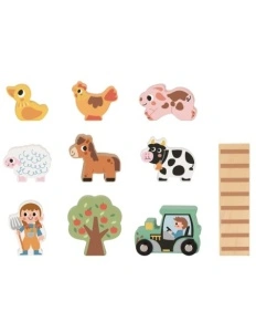 Set Ferma din Lemn Portabila, 11 Figurine si Accesorii, Casa Pliabila cu Maner, de la 18 luni - Img 5
