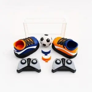 Set Joacă Fotbal 2 mașini RC în formă de pantof, telecomandate, 2 porți, minge, multicolor, 15,5x9,5x9cm - Img 5