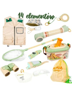 Set Micul Explorator pentru copii, 22 accesorii pentru natura si insecte, cu vesta, binoclu, rucsac, plasa insecte, busola, lanterna, 3+ ani - Img 4