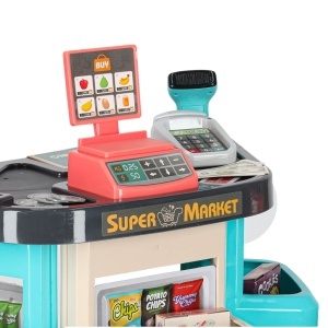 Supermarket de Joaca copii cu cărucior, 47 de accesorii, casă de marcat, 79x53x34cm - Img 6