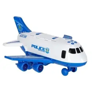 Aeronava de transport cu 3 masini de politie si semne de circulatie, Avion cu Semnale sonore si Lumini Led - Img 6