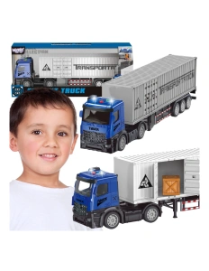 Camion de transport cu container – lumini și sunete, sistem pull-back, joc de rol
