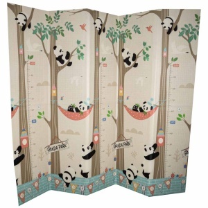 Covoras educativ de joaca din Spumă XPE- Față dublă, antiderapant, tematica Urs Panda si Parc Distractie, Pliabil, 200x180x1cm - Img 5