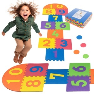 Covoras educativ Tip puzzle cu model pentru Jocul Sotron, Antiderapant, Amortizeaza caderile, 230 X 66 cm