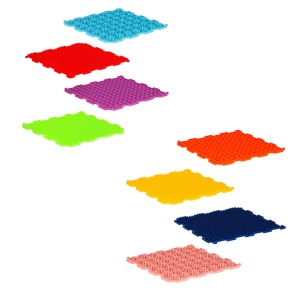 Covoras ortopedic senzorial tip puzzle, 8 elemente de 24x24cm, diferite texturi, Multicolor, Material fin/moale la atingere - Img 4