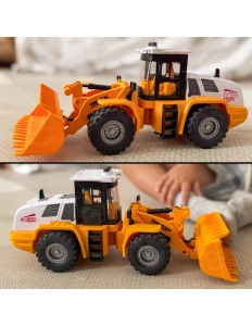 Excavator pentru copii cu braț mobil – lumini și sunete, roți din cauciuc, 3+ ani - Img 4