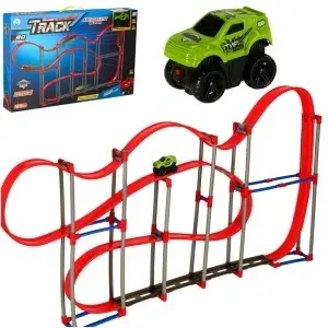 Pista de curse Auto Antigravitationala, 120 elemente, Masina electrica magnetica, 123x66x8cm
