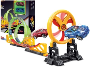 Pista de Curse cu Săritură și Spirale 360° – 140 cm, Mașini cu Lumini - Img 8