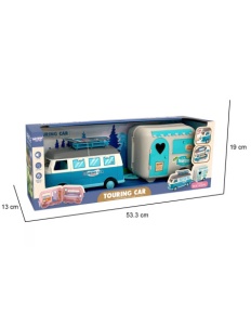 Rulota Retro, Jucarie Interactiva de Turism cu Lumini si Sunete – Usi Deschise, Remorca, Placa de Surf si Autocolante, de la 3 ani - Img 6