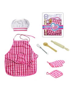 Set Bucătar pentru Copii, 7 Piese – Șorț, Bonetă, Mănușă și Ustensile din Lemn, Costum de Bucătar, 3+ ani - Img 5