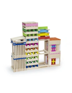 Set Cuburi de Construcție din Lemn pentru Copii, 250 Piese – Clădiri și Orașe, Jucărie Educativă, 3+ ani - Img 5