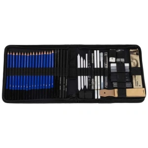 Set Desen Profesional 54 piese – creioane grafit si carbune include caiet de schite 20 pagini A5, penar si alte accesorii - Img 3