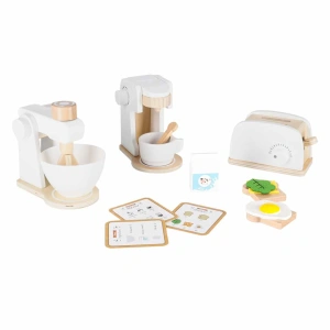 Set electrocasnice de jucărie din lemn pentru copii: prăjitor de pâine, espressor și mixer, 16 piese, 3 ani+ - Img 2