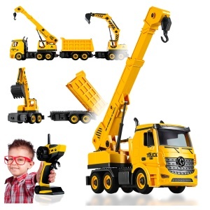 Set Macara și Camion RC cu Excavator și Basculantă – Vehicul Demontabil și Telecomandă Wireless - Img 4