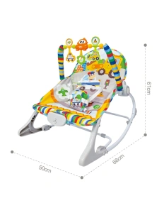 Șezlong balansoar pentru bebeluși – vibrații, melodii și arc de joacă cu 3 jucării, 0+ luni - Img 6
