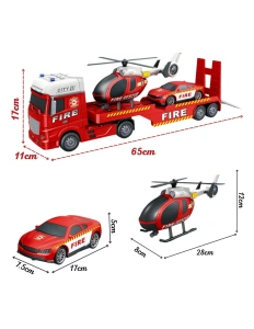Camion de pompieri cu macara – set cu mașină și elicopter de intervenție, lumini și sunete, 3+ ani - Img 5