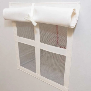 Cort de joacă pliabil pentru copii tip căsuță, bej cu acoperiș în dungi, ferestre și sac transport, 100x120x130cm - Img 5