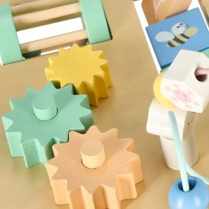 Măsuță Educațională tip Montessori din Lemn 2in1, 8 Activități, Blat Detașabil, 48x37x30cm - Img 4