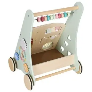 Premergător din Lemn cu Abac, Sortator de Forme și Blocuri Colorate – Jucărie Educațională Montessori pentru Copii 12+ luni - Pusher - Img 6