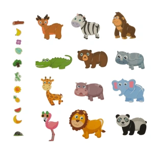 Puzzle magnetic Animale de Safari, carte cu tablă magnetică, 47 piese și 6 cartonașe model - Img 5