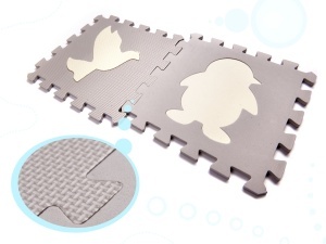 Puzzle Spumă EVA din 36 piese pentru Copii – Covoraș Interactiv 150x150 cm cu Elemente Detașabile, Gri & Bej - Img 4