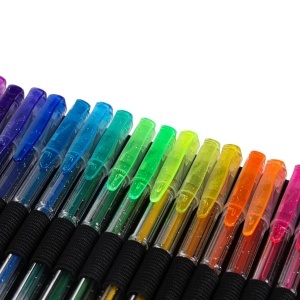 Set 100 Pixuri cu Gel Colorate + 100 Rezerve – Glitter, Metalice, Neon și Pastel, în Penar Pliabil - Img 8