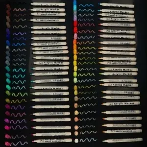 Set 48 Markere Acrilice, Uscare rapida, Permanente, Impermeabile, Durabile, Non-Toxice, Pentru toate Suprafetele, Varf 9mm, Multicolor - Img 3