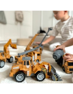 Set mare vehicule de construcție 6 în 1– utilaje cu piese mobile, 3+ ani - Img 2