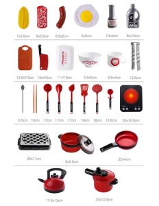 Set ustensile de bucatarie pentru copii XXL, cu aragaz, tigai, oale, alimente si accesorii, 36 piese, 3+ ani - Img 5