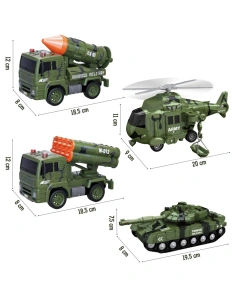Set vehicule militare – tanc, elicopter și 2 camioane cu lansatoare, scara 1:20, 3+ ani - Img 5
