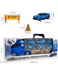 Camion transportor poliție cu lansator – 5 mașinuțe, elicopter și accesorii, 3+ ani - Img 6