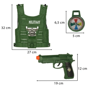 Costum de soldat pentru copii cu vestă tactică, pușcă, pistol, binoclu și accesorii, 10 piese, 3 ani+ - Img 6