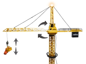 Macara de constructii gigantica 128 cm, control prin telecomanda, cu carlig functional, LED si Accesorii, Functie de rotire si ridicare, 3+ - Img 3
