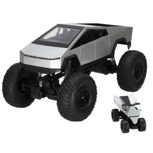 Masina RC Tesla Cybertruck 4x4, 1:8, 45 cm, 2.4 GHz, Off-Road, Negru/Argintiu, 2in1 Masina + ATV - Img 5