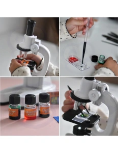 Microscop pentru Copii 1200x cu LED și Adaptor Smartphone – Kit XXL cu Lame și Accesorii de Laborator, 6+ ani - Img 4